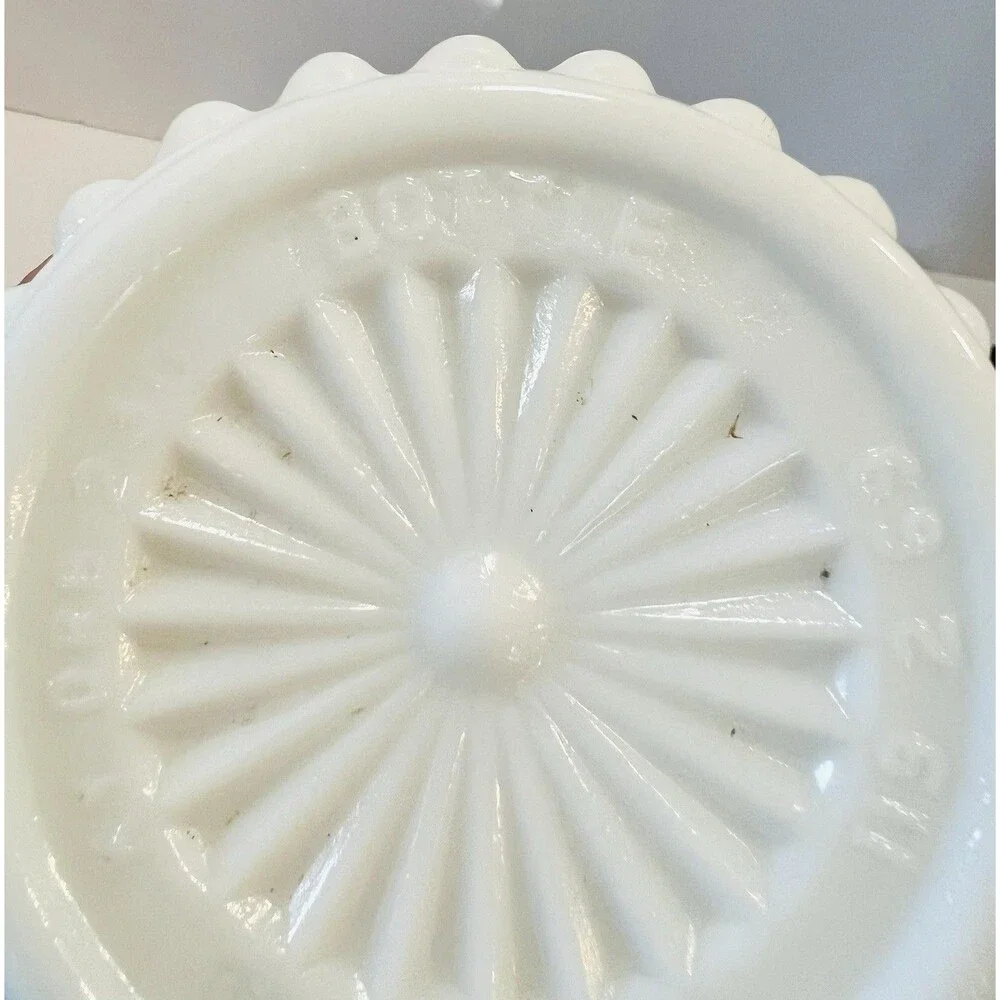 Vintage Jim Beam Milk Glass Decanter w Stopper | Scroll Grape Pattern